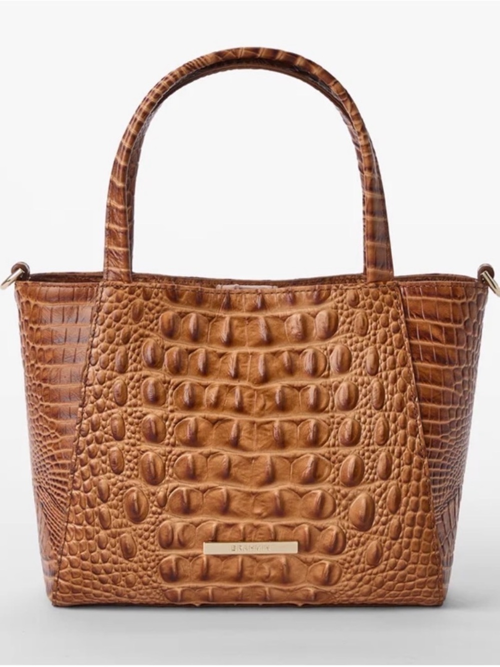 Brahmin Mona Croc-Embossed in Cognac Convertible Crossbody Bag BNEW